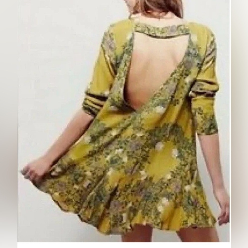 Free People Slubby Crinkle Smooth Talker Top Gold Combo dress hobo size XS - Picture 2 of 14